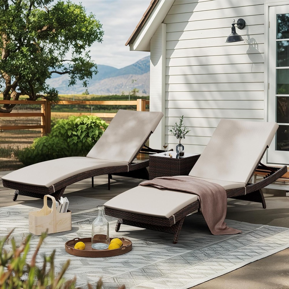 Rattan Lounge Set - Комплект из 3 шезлонгов для патио