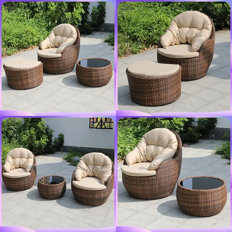Rattan Lounge Set - Плетеная садовая мебель для небольшого балкона,