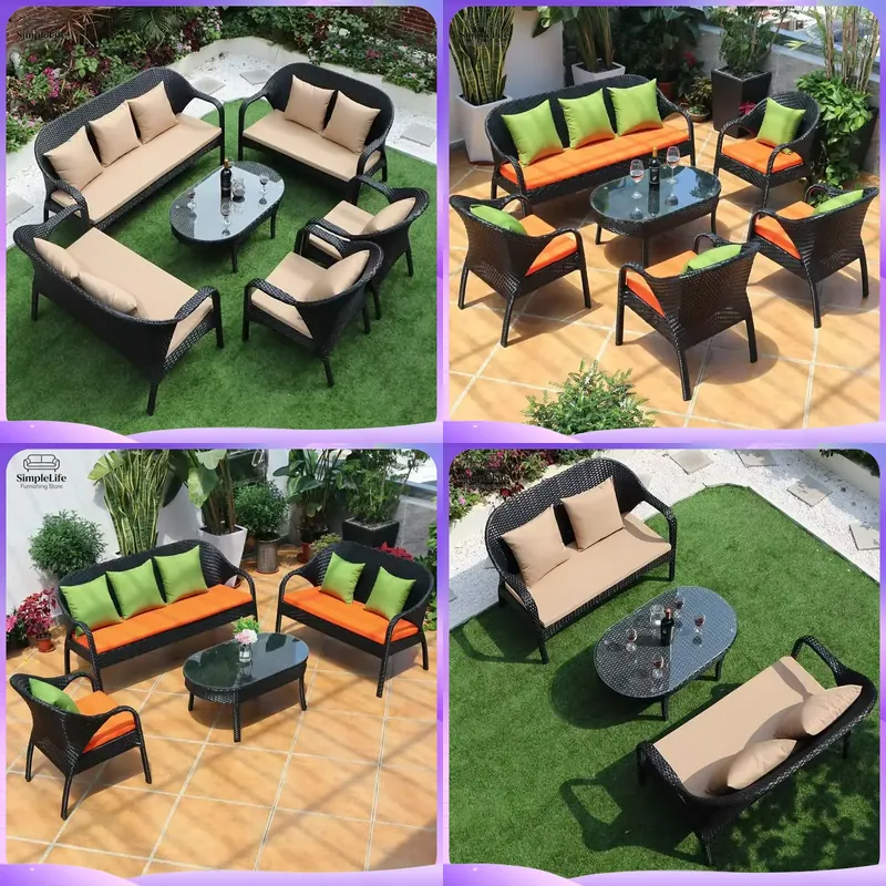 Rattan Lounge Set - Уличный комплект плетеной мебели из ротанга