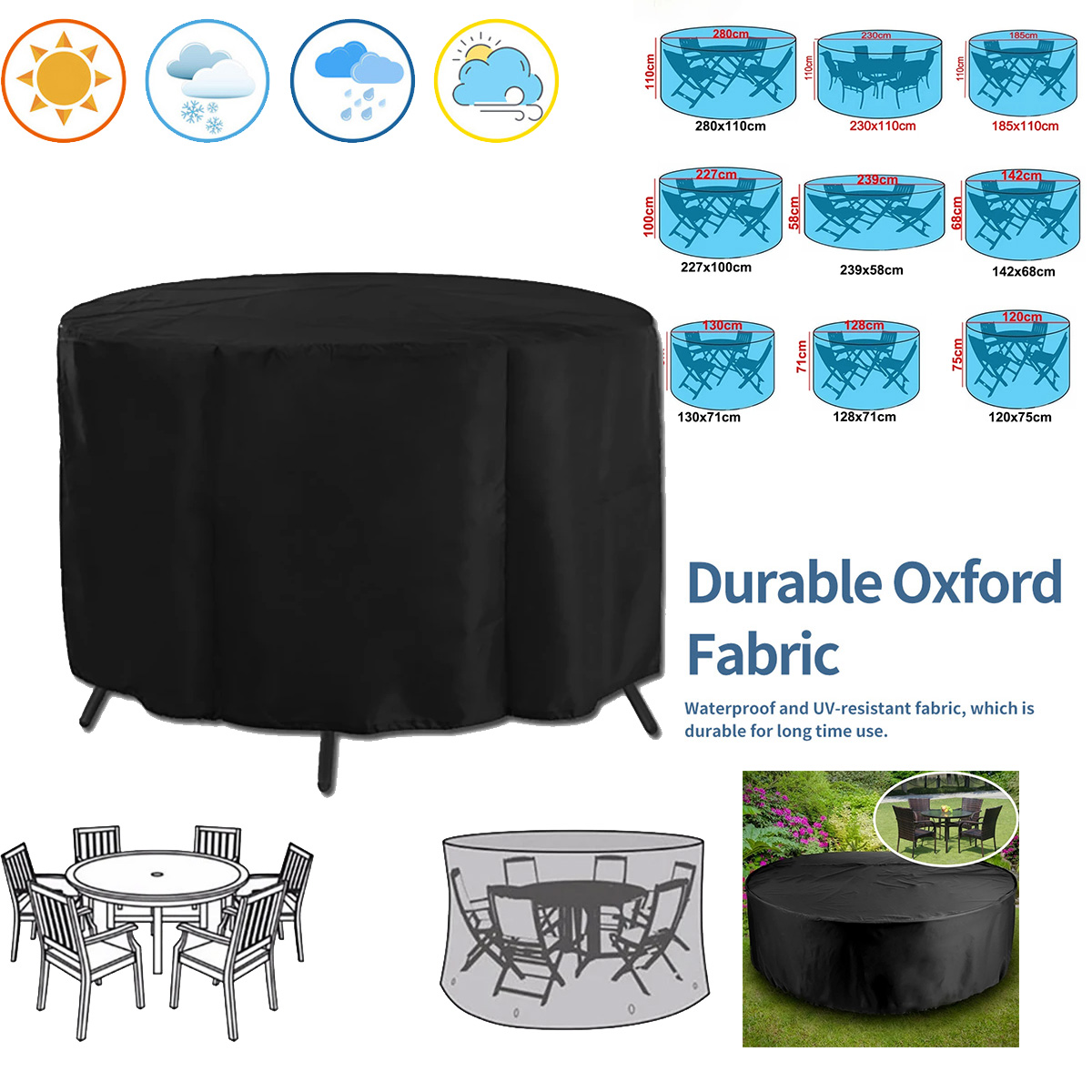 Outdoor Furniture Used - Круглый чехол для садовой мебели, водонепроницаемый,