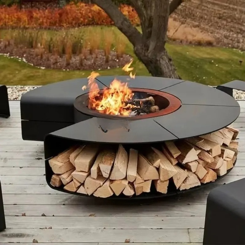 Outdoor Furniture With Fire Pit Table - Запатентованный уличный стол-очаг из стали с