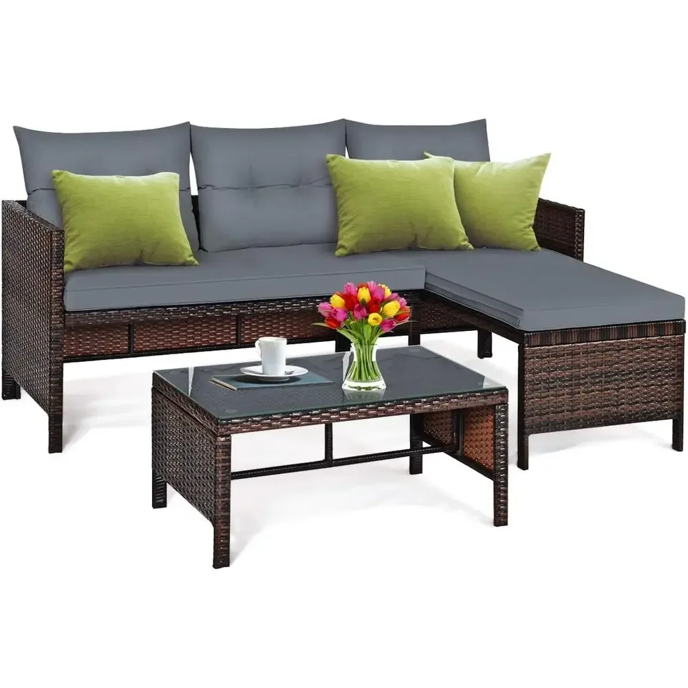 Rattan Lounge Set - Плетеная садовая мебель из ротанга, 3-местный