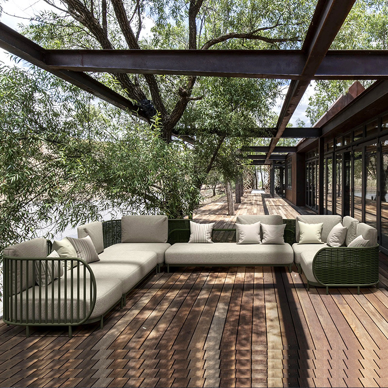 Rattan Lounge Set - # Роскошный современный 3-местный уличный диван