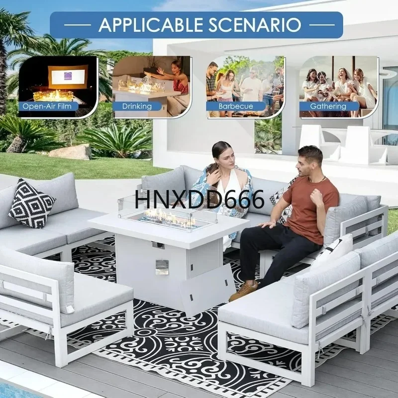 7-местный алюминиевый комплект – обзор и цена Outdoor Furniture With Fire Pit Table