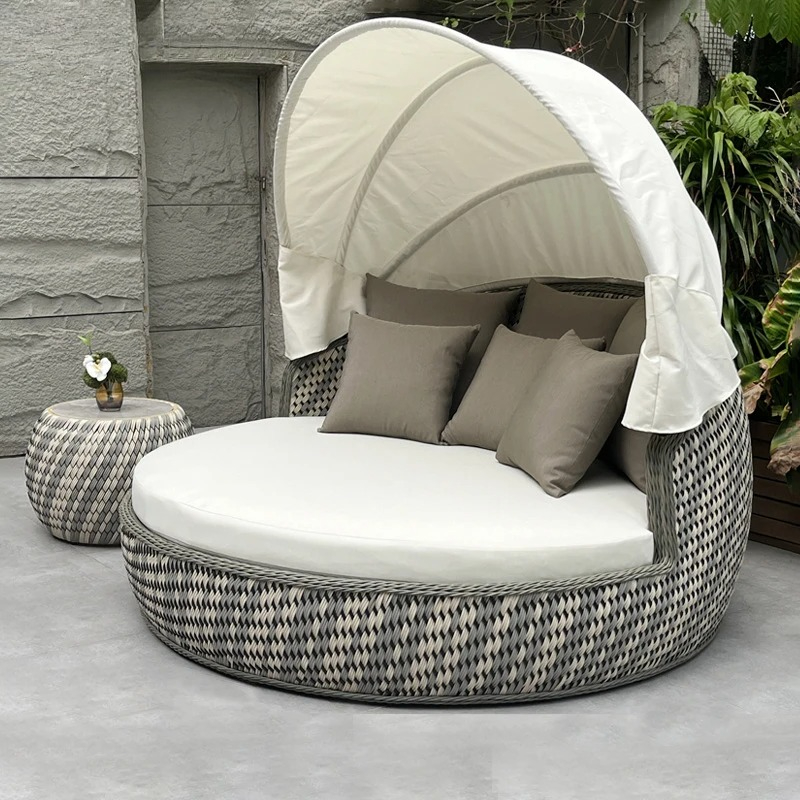Круглая плетеная кушетка-шезло – обзор и цена Rattan Lounge Set