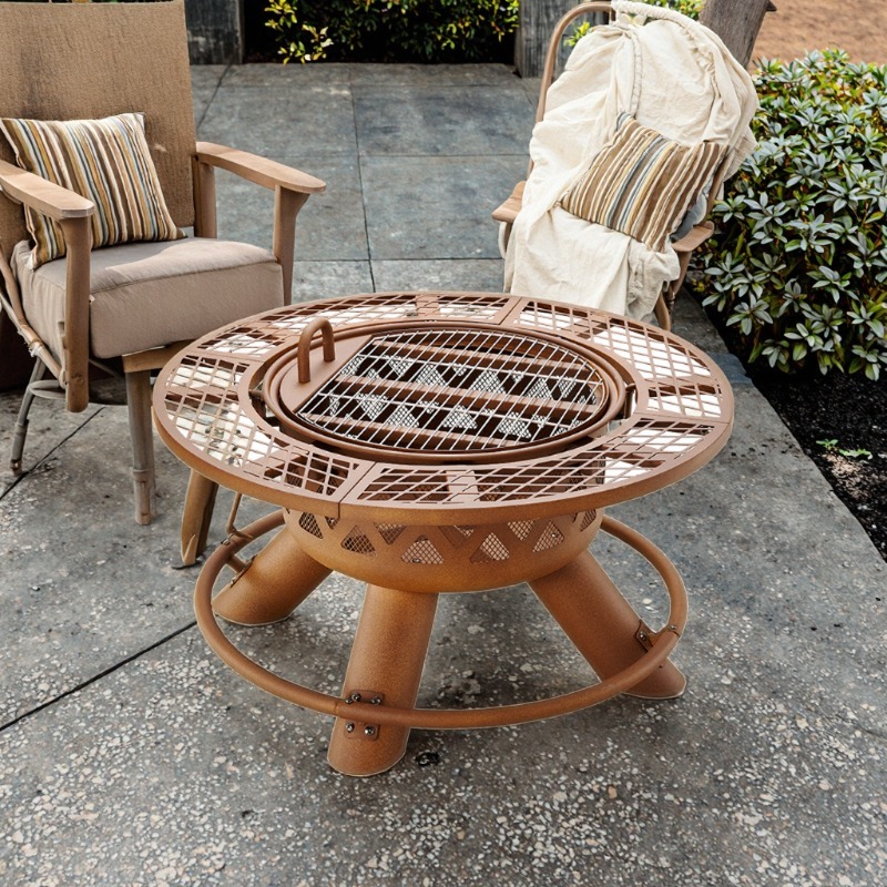 Современный уличный стальной м – обзор и цена Outdoor Furniture With Fire Pit Table