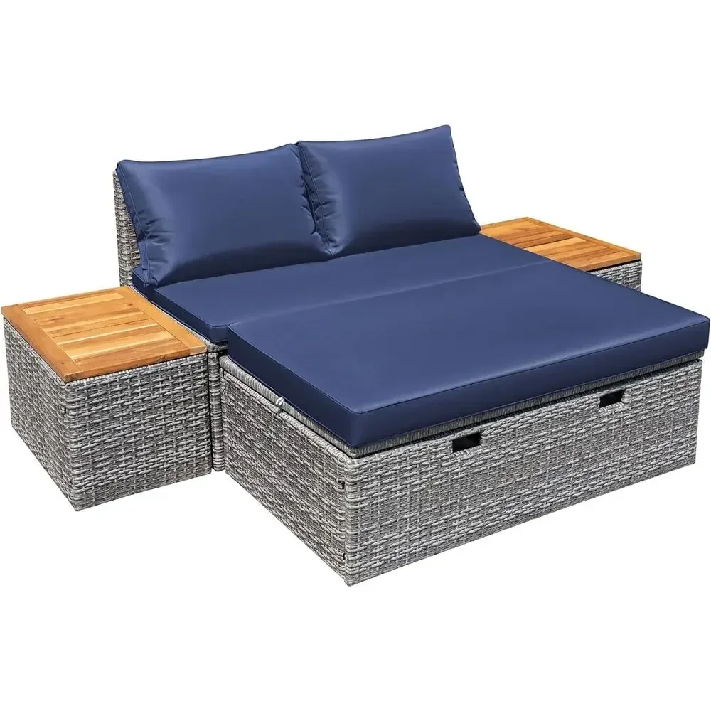 Синий уличный комплект мебели  – обзор и цена Rattan Lounge Set